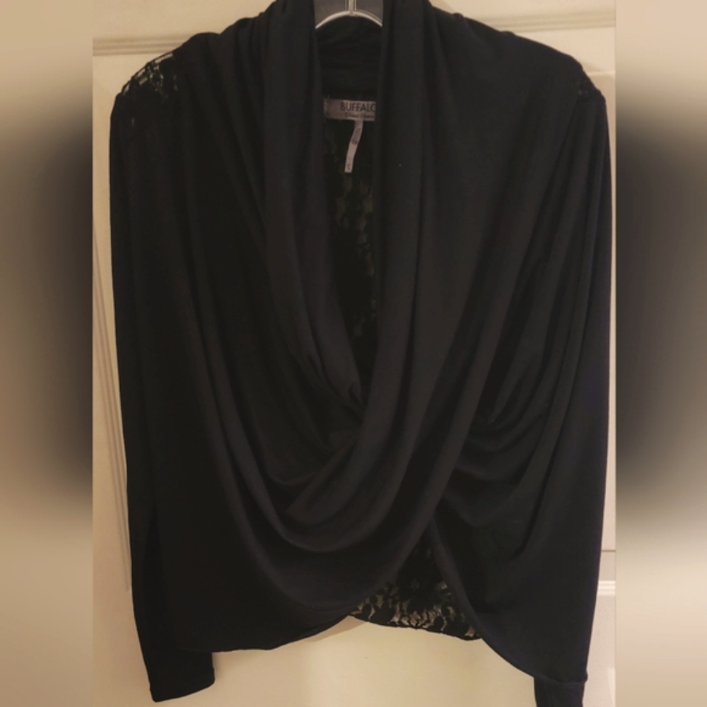 Buffalo Black NWOT Wrap Top with Stunning Lace Back